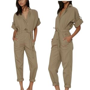 Citizens of Humanity Khaki Sierra Utility Jumpsuit with Rollup Sleeves - Small